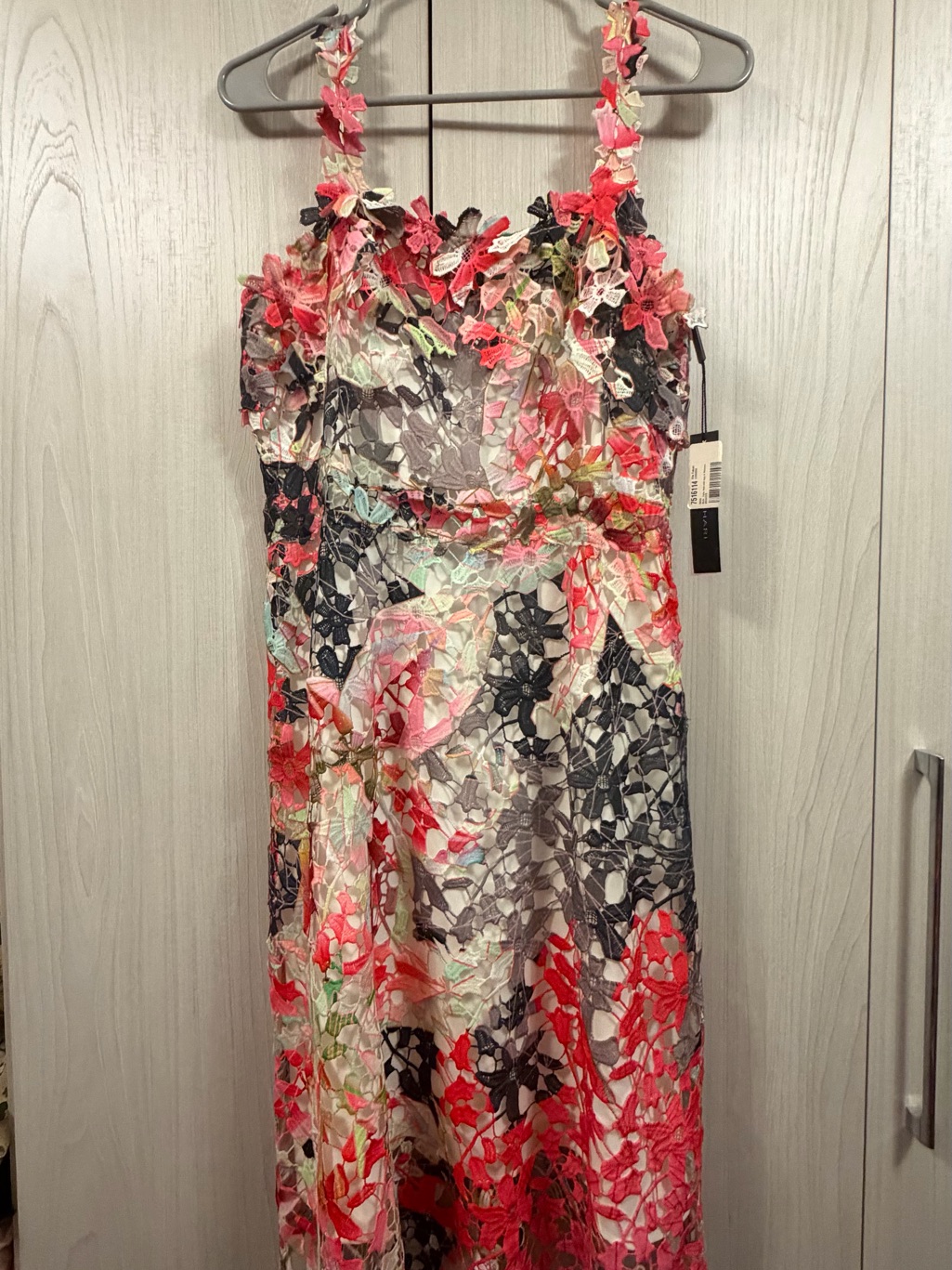 Nwt Elie Tahari Floral Lace Crochet Overlay Sundress - Pink Multi Size 4